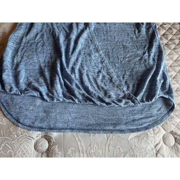 Juicy Couture Womens Size Large Short Sleeve Lace Up Faux Wrap Burnout Top Blue - Picture 7 of 10